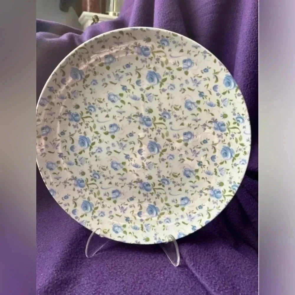 Springfield 1 Blue Floral Tea Rose Vintage 10” Dinner Luncheon 1 One Plate